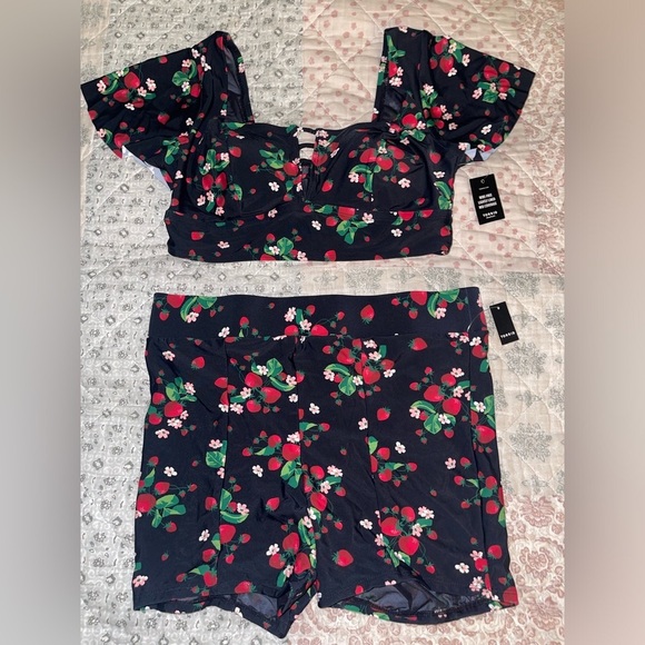 torrid Other - Retro Chic by Torrid flutter sleeve top and shorts strawberry bathing.  Size 0x
